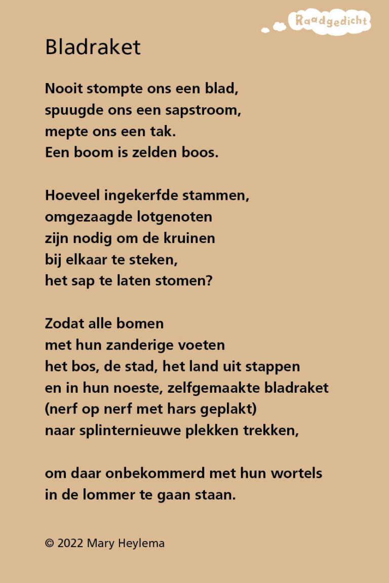Bladraket Mary Heylema oplossing Raadgedicht